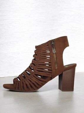 G by GUESS Brown Strappy Block Heel Sandals